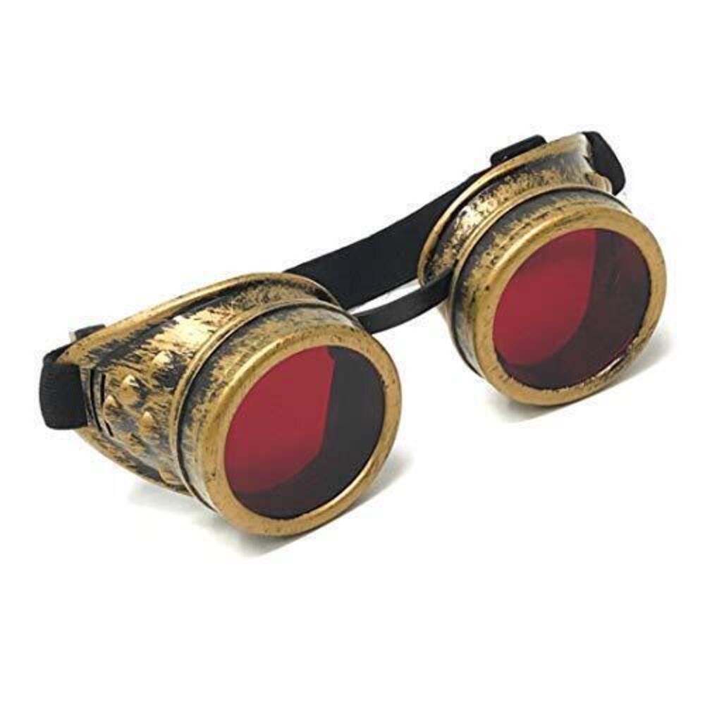 7992 Steampunk Victorian Goggles Rave Glasses in Vintage Gold, Costume